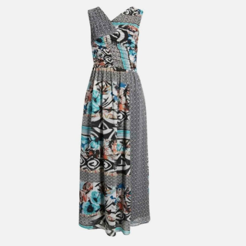 Harlyn Mix Print Ruched Maxi Dress